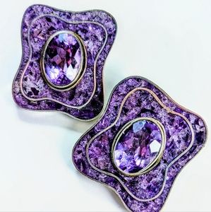 1970's Sterling and Amethyst Earrings by   Jewelry Designer Celia Sebiri.
